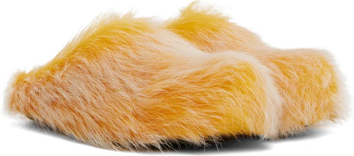 Marni Yellow Long Hair Calfskin Fussbett Slip-on Loafers - Image 4