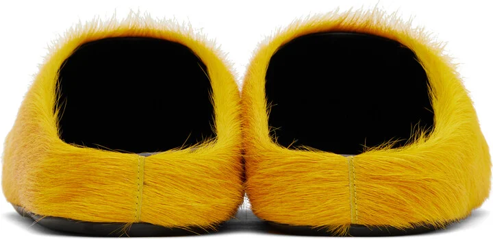 Marni Yellow Long Hair Calfskin Fussbett Slip-on Loafers - Image 2