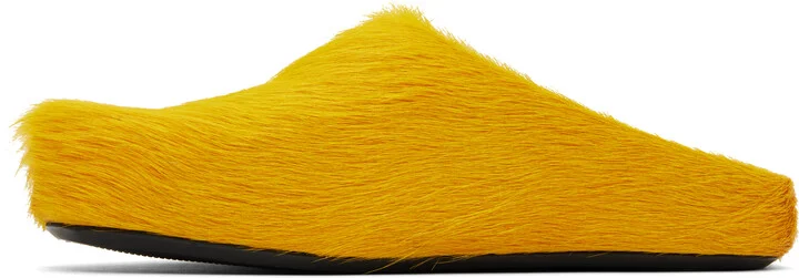 Marni Yellow Long Hair Calfskin Fussbett Slip-on Loafers - Image 3