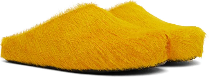Marni Yellow Long Hair Calfskin Fussbett Slip-on Loafers - Image 4