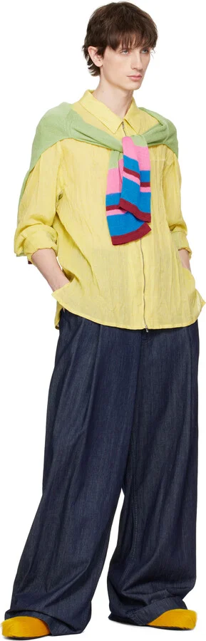 Marni Yellow Long Hair Calfskin Fussbett Slip-on Loafers - Image 5