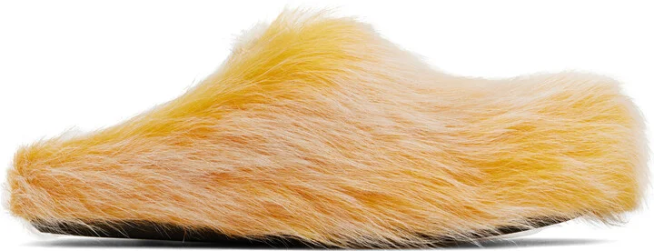 Marni Yellow Long Hair Calfskin Fussbett Slip-on Loafers