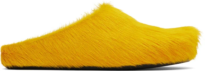 Marni Yellow Long Hair Calfskin Fussbett Slip-on Loafers