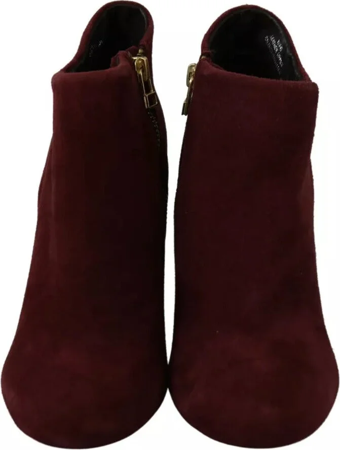 Maroon Blush Velvet Suede Penelope Ankle Boots Women's Shoes (Pre-Owned) - Image 2