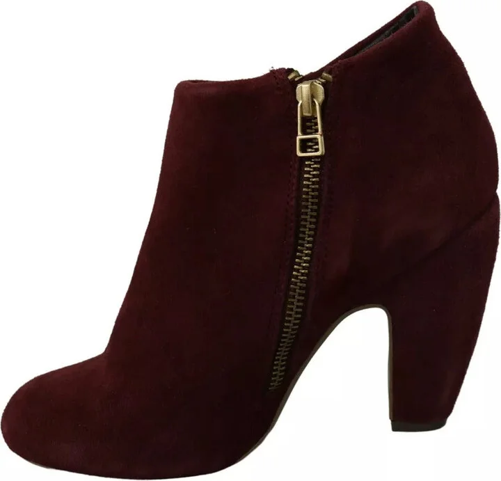 Maroon Blush Velvet Suede Penelope Ankle Boots Women's Shoes (Pre-Owned) - Image 4
