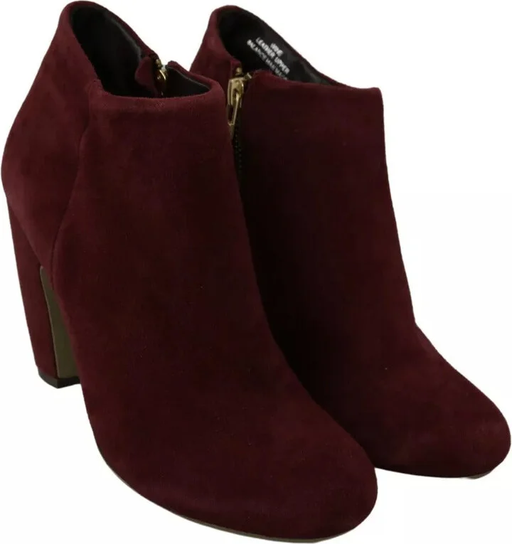 Maroon Blush Velvet Suede Penelope Ankle Boots Women's Shoes (Pre-Owned) - Image 5