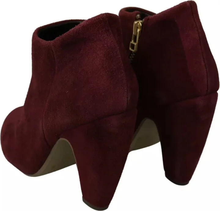 Maroon Blush Velvet Suede Penelope Ankle Boots Women's Shoes (Pre-Owned) - Image 6