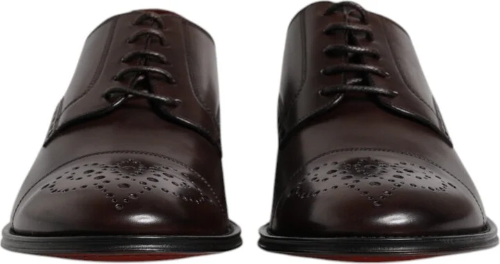 Maroon Calfskin Leather Derby Men Dress Men's Shoes (Pre-Owned) - Image 2
