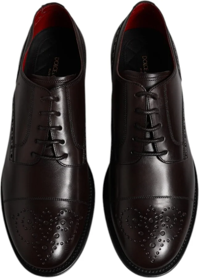 Maroon Calfskin Leather Derby Men Dress Men's Shoes (Pre-Owned) - Image 3