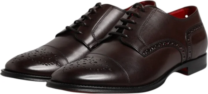 Maroon Calfskin Leather Derby Men Dress Men's Shoes (Pre-Owned) - Image 4
