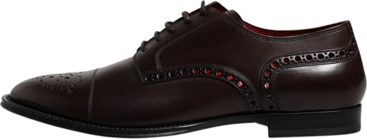 Maroon Calfskin Leather Derby Men Dress Men's Shoes (Pre-Owned) - Image 6