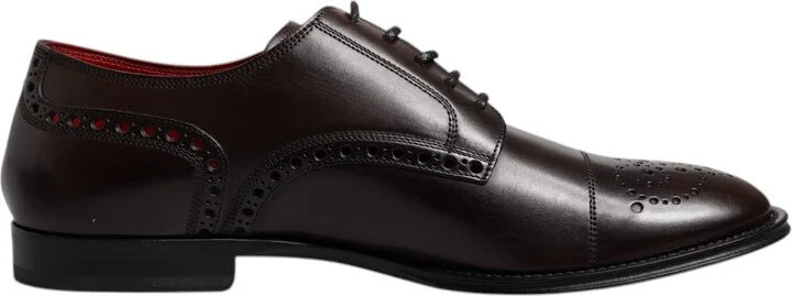 Maroon Calfskin Leather Derby Men Dress Men's Shoes (Pre-Owned)