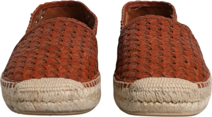 Maroon Woven Leather Men Espadrille Men's Shoes - Image 2