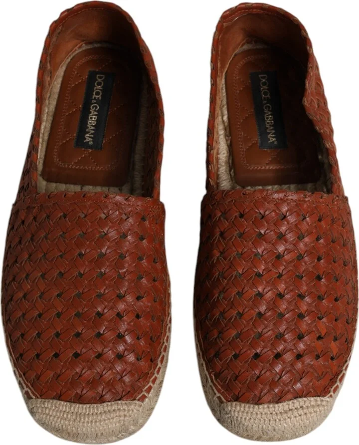 Maroon Woven Leather Men Espadrille Men's Shoes - Image 3