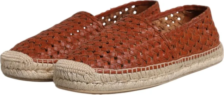 Maroon Woven Leather Men Espadrille Men's Shoes - Image 4