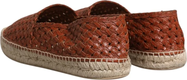 Maroon Woven Leather Men Espadrille Men's Shoes - Image 5