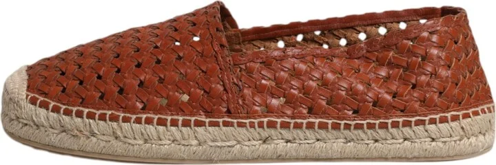 Maroon Woven Leather Men Espadrille Men's Shoes - Image 6