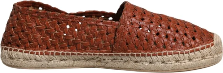 Maroon Woven Leather Men Espadrille Men's Shoes