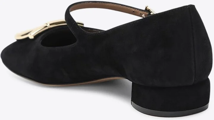 Marry 30 Gancini Logo-Plaque Suede Pumps - Image 2