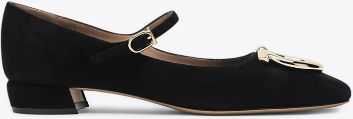 Marry 30 Gancini Logo-Plaque Suede Pumps