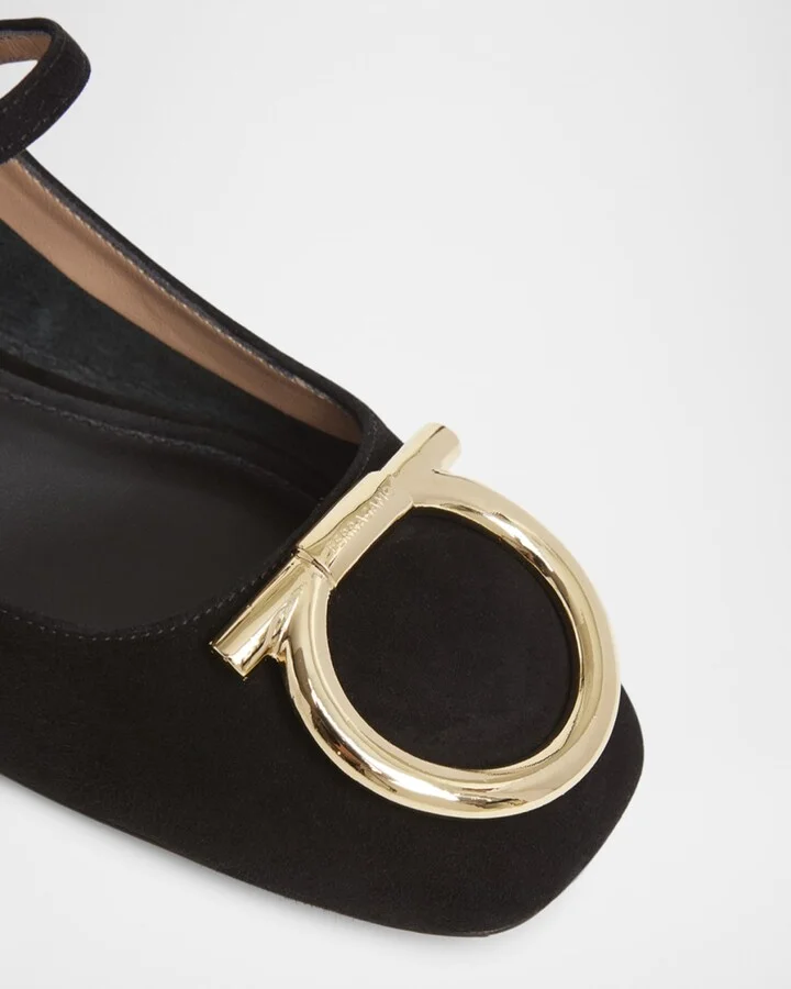 Marry Suede Gancini Ballerina Flats - Image 2