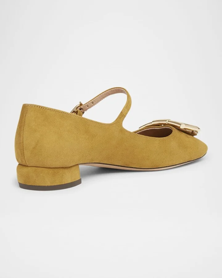 Marry Suede Gancini Ballerina Flats - Image 2