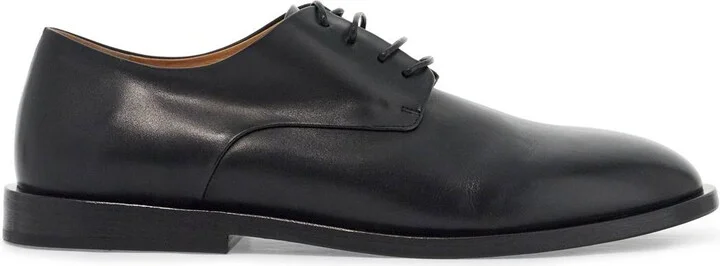 MARSELL black calf leather derby shoes with glossy finish