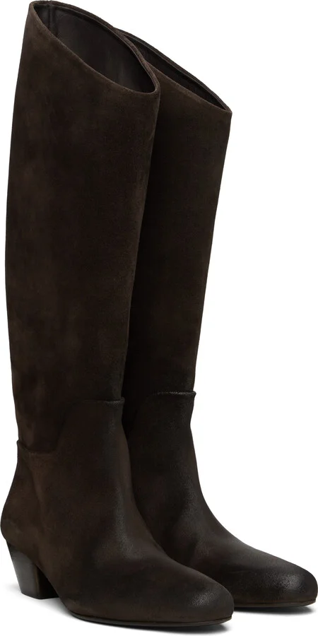 Marsèll Brown Goccio Reversed Leather Tall Boots - Image 4
