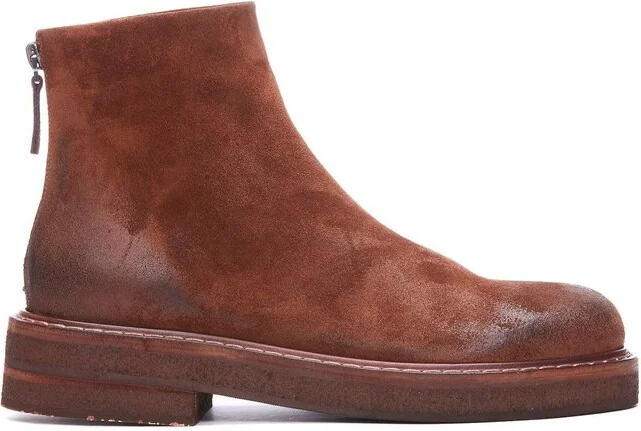 Marsèll Rounded-Toe Back Zipped Ankle Boots