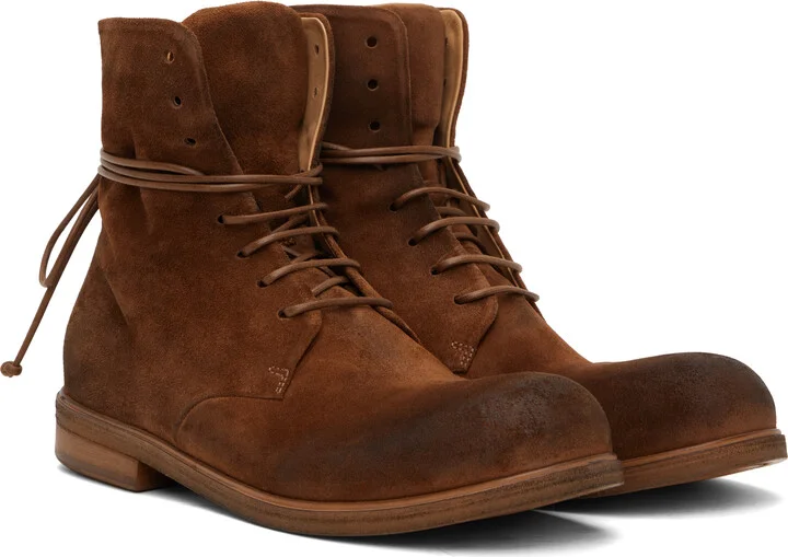 Marsèll SSENSE Exclusive Brown Zucca Media Ankle Boots - Image 4