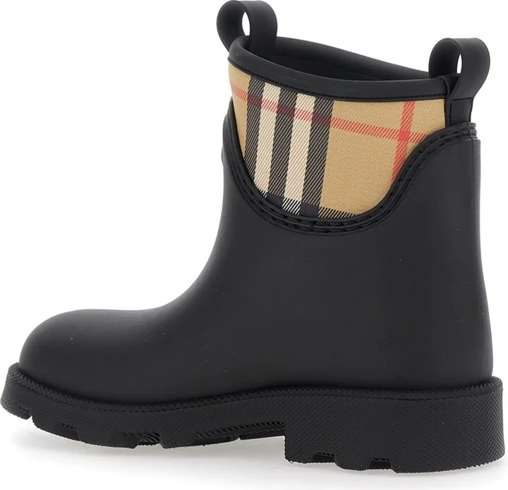'marsh' Black Ankle Boots With Embossed Ekd Logo And Check Motif In Rubber Woman