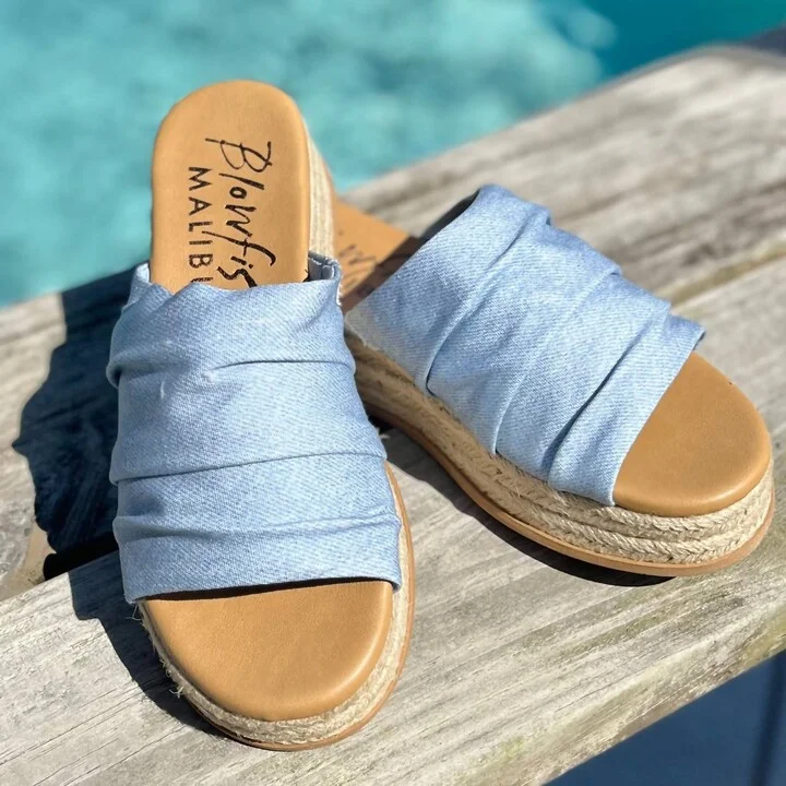 Marshlo Rope Wedge Sandal In True Blue Denim