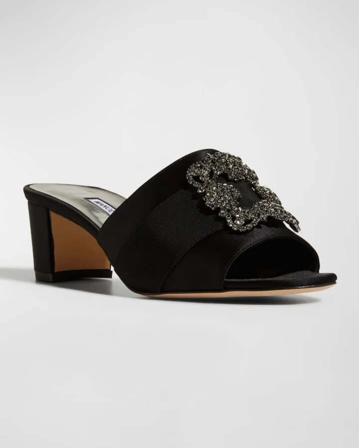 Marta Crystal Buckle Silk Sandals - Image 3