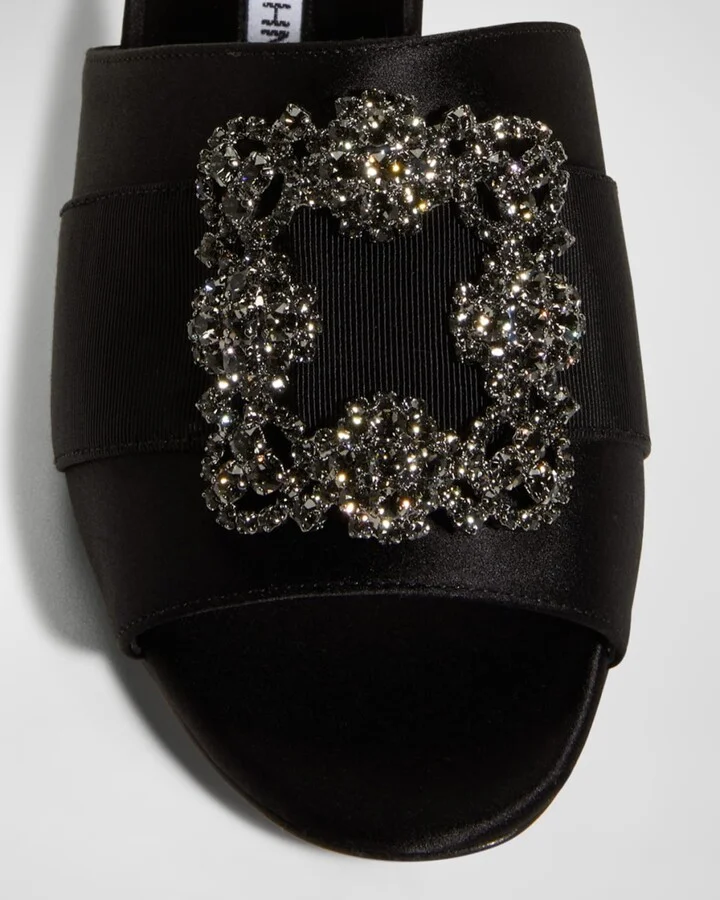 Marta Crystal Buckle Silk Sandals - Image 7
