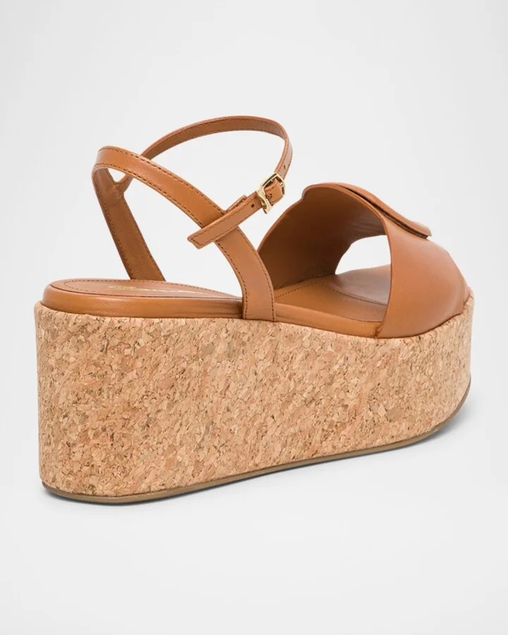 Marta Leather Buckle Wedge Sandals - Image 4