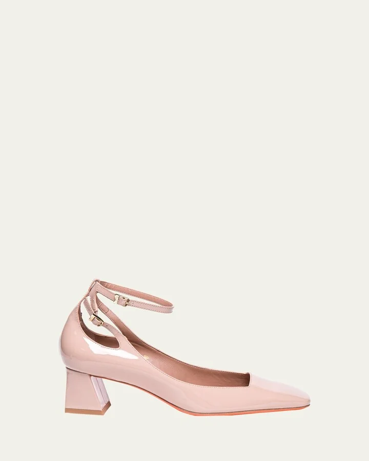 Marta Patent Ankle-Strap Pumps