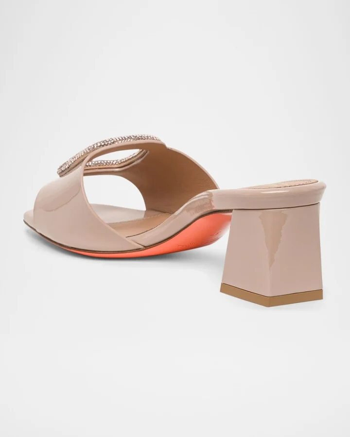 Marta Patent Crystal-Buckle Mule Sandals - Image 2