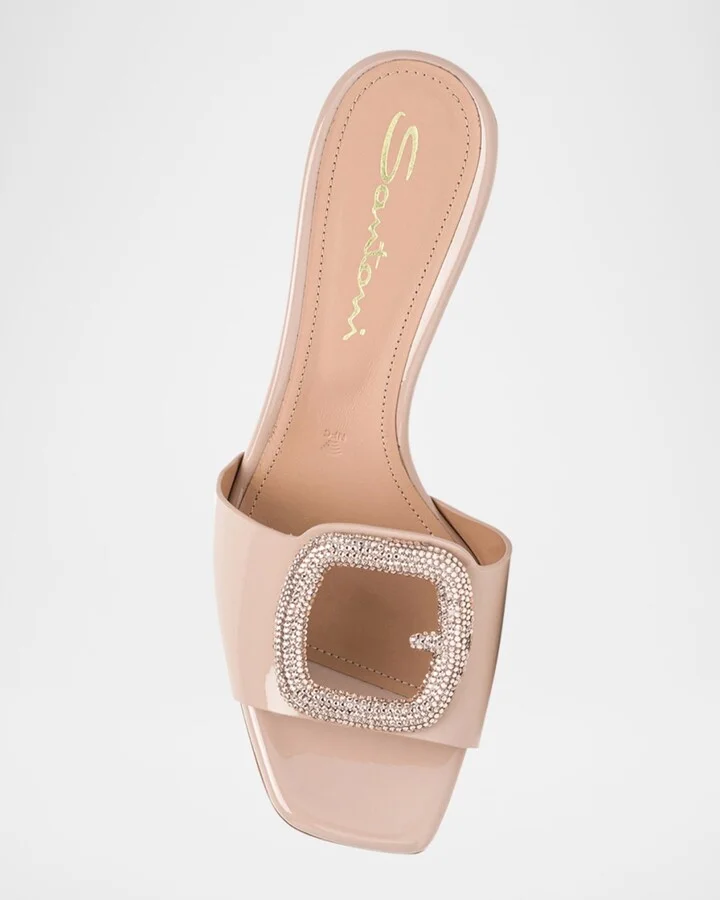 Marta Patent Crystal-Buckle Mule Sandals - Image 4
