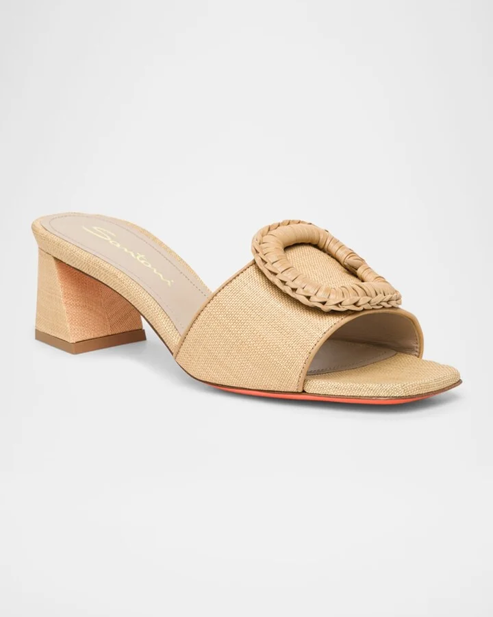 Marta Raffia Buckle Mule Sandals - Image 2