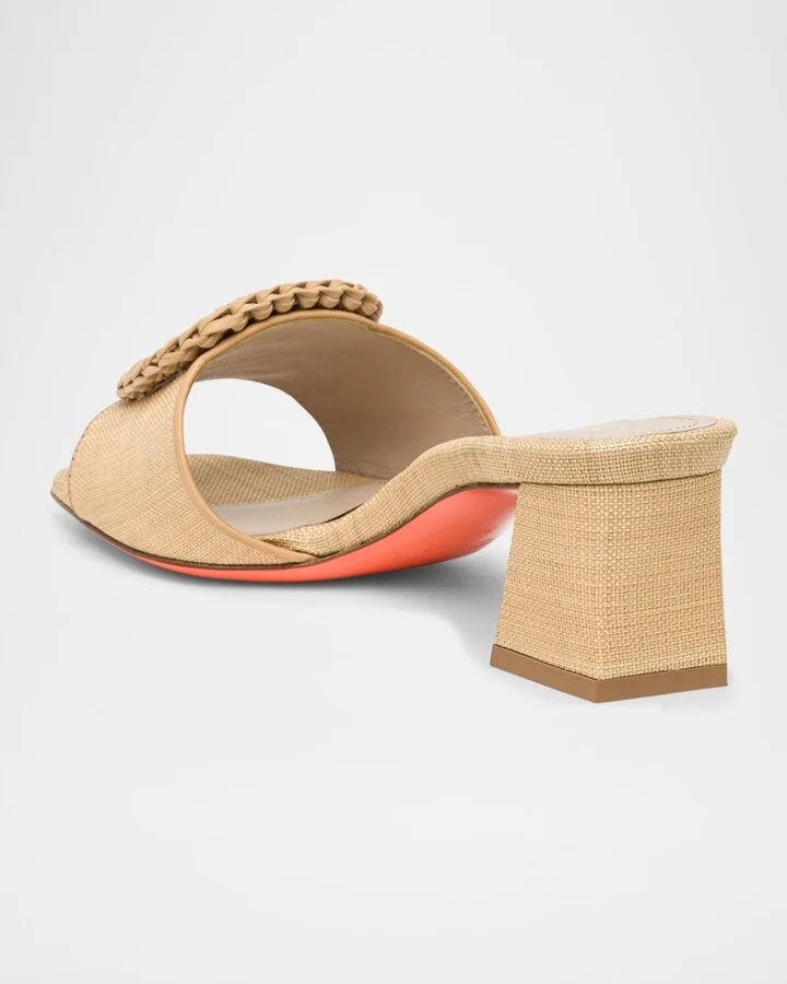 Marta Raffia Buckle Mule Sandals - Image 4