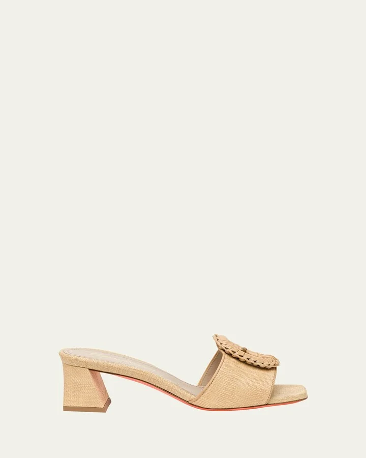 Marta Raffia Buckle Mule Sandals