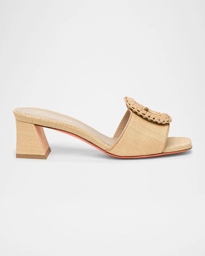 Marta Raffia Buckle Mule Sandals