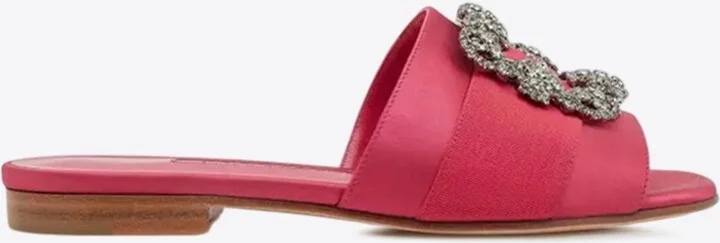 Martamod Satin Flats with Crystal Buckle