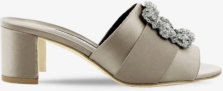 Martanew 50 Crystal Buckle Satin Sandals
