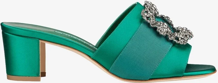 Martanew 50 Satin Mules with Crystal Buckle