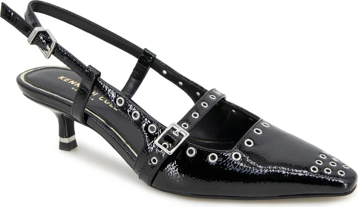 Martha Eyelet Slingback Kitten Heel Pump