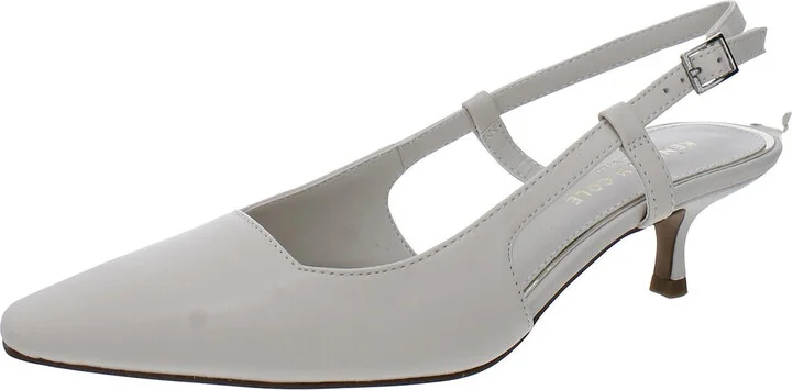 Martha Womens Leather Kitten Slingback Heels
