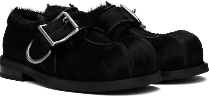 Martine Rose Black Bulb Toe Buckle Loafers - Image 4
