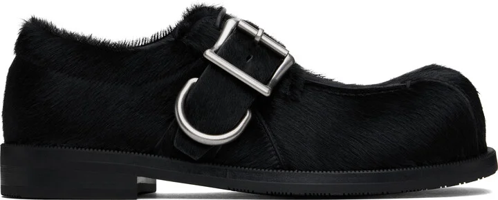 Martine Rose Black Bulb Toe Buckle Loafers
