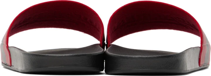 Martine Rose Black & Red 'Local Hero' Pool Slides - Image 2